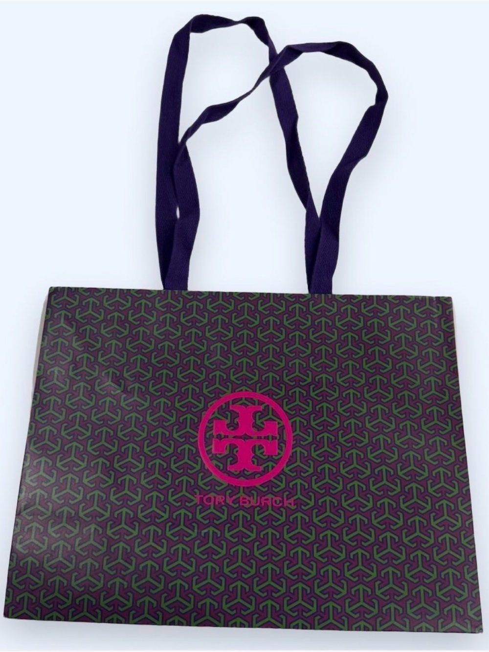 Tory Burch Purple Patterned Tote Bag with Magenta Logo